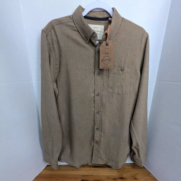 Weatherproof Vintage Mens Shirt Smal Brown Long Sleeve Button Down Collar Cotton - Picture 1 of 3